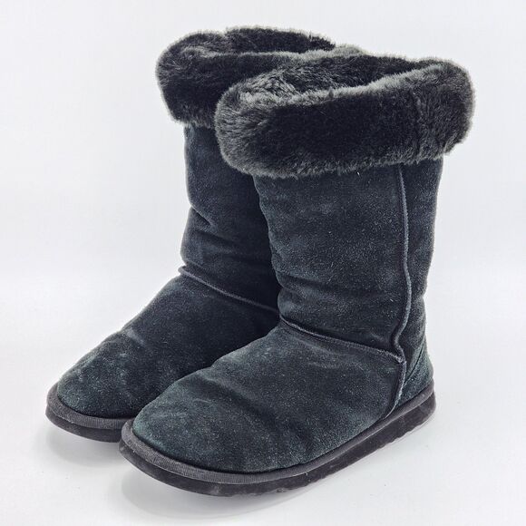 UGG Australia Classic Tall 5815 Sheepskin Suede Black Boots Size 7 - Picture 3 of 12